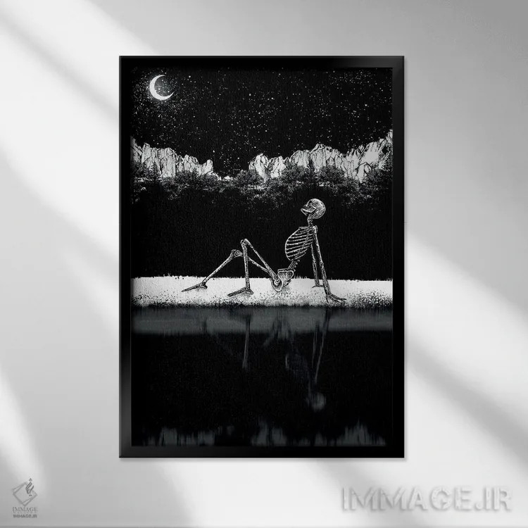 تابلو دکوراتیو آغوش به سوی تاریکی اثر جنید مورتیمر - نمای قابدار مشکی