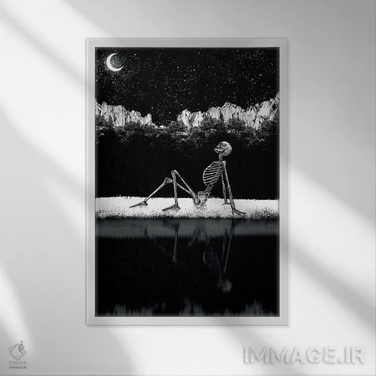 تابلو دکوراتیو آغوش به سوی تاریکی اثر جنید مورتیمر - نمای قابدار سفید