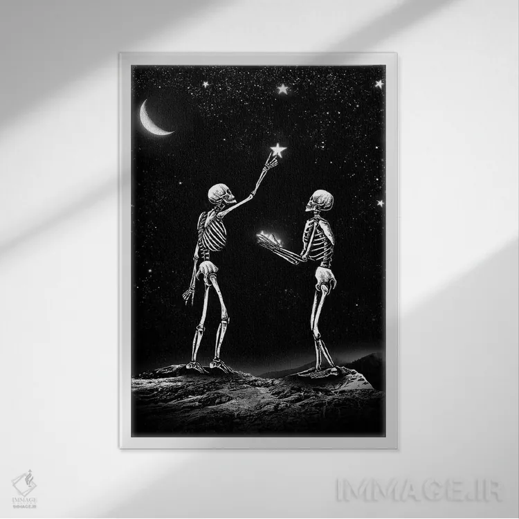 تابلو دکوراتیو ستاره های خوش شانس اثر جنید مورتیمر - نمای قابدار سفید