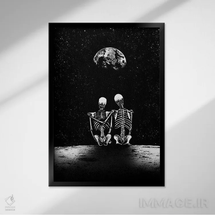 تابلو دکوراتیو روح های قمری اثر جنید مورتیمر - نمای قابدار مشکی