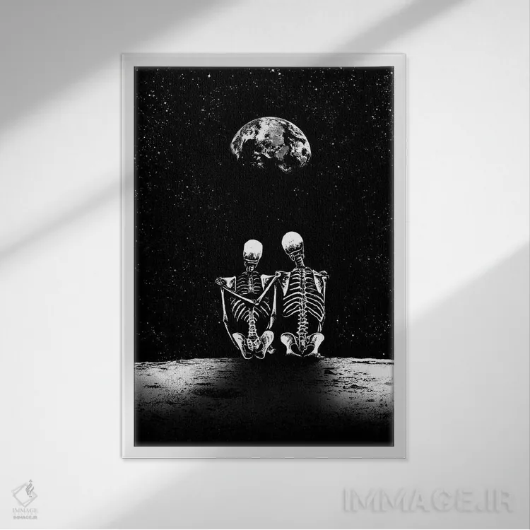 تابلو دکوراتیو روح های قمری اثر جنید مورتیمر - نمای قابدار سفید