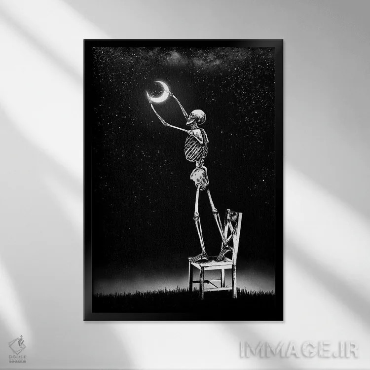 تابلو دکوراتیو چراغ شب اثر جنید مورتیمر - نمای قابدار مشکی