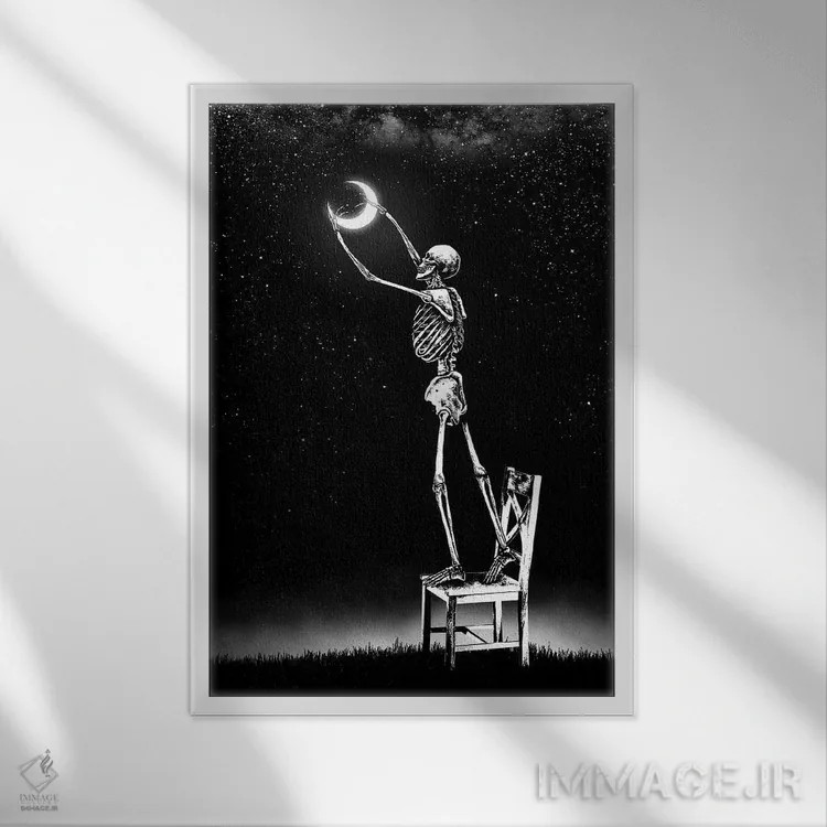 تابلو دکوراتیو چراغ شب اثر جنید مورتیمر - نمای قابدار سفید