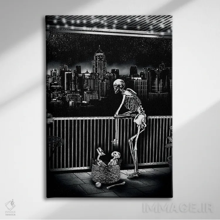 تابلو دکوراتیو زوزه به ماه اثر جنید مورتیمر - نمای روبهرو روی دیوار