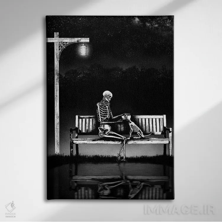 تابلو دکوراتیو دوستی واقعی هرگز نمی میرد اثر جنید مورتیمر - نمای روبهرو روی دیوار