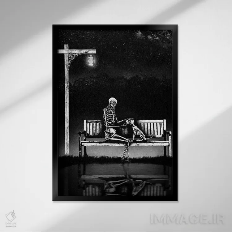 تابلو دکوراتیو دوستی واقعی هرگز نمی میرد اثر جنید مورتیمر - نمای قابدار مشکی