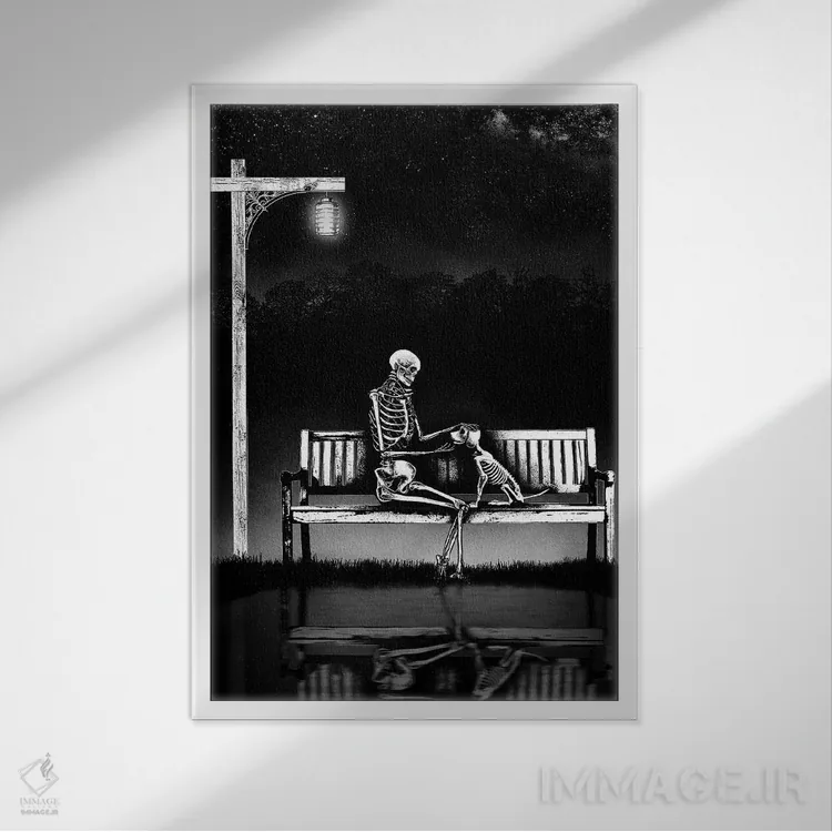 تابلو دکوراتیو دوستی واقعی هرگز نمی میرد اثر جنید مورتیمر - نمای قابدار سفید