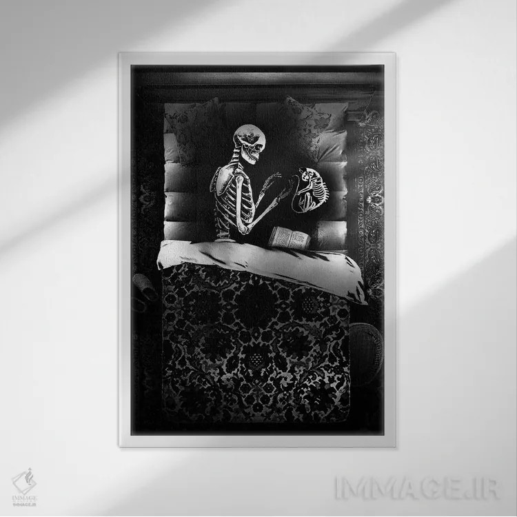تابلو دکوراتیو دوتایی با هم خوش است اثر جنید مورتیمر - نمای قابدار سفید