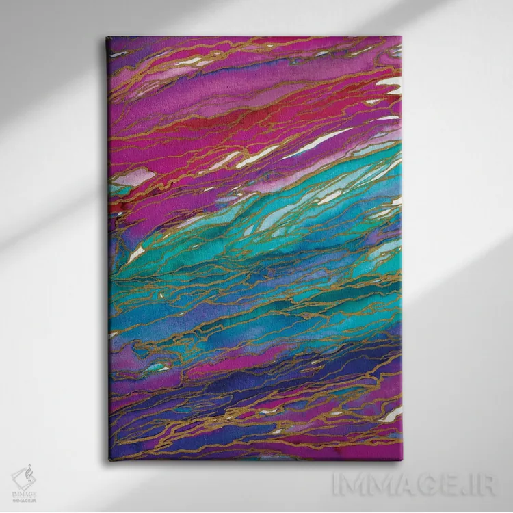 تابلو انتزاعی جادوی عقیق اثر جولیا دی سانو - نمای روبهرو روی دیوار