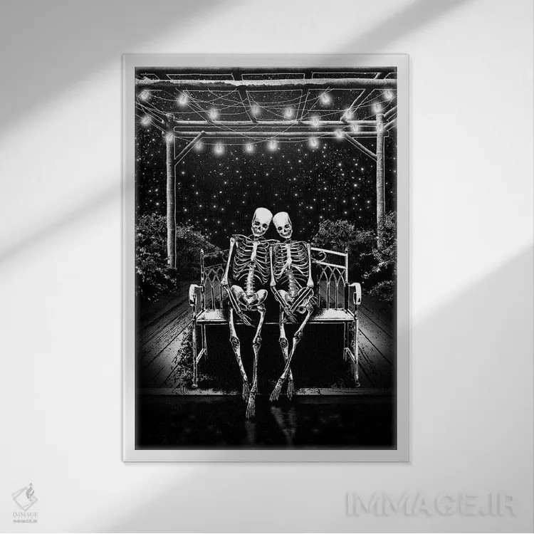 تابلو دکوراتیو من و تو اثر جنید مورتیمر - نمای قابدار سفید