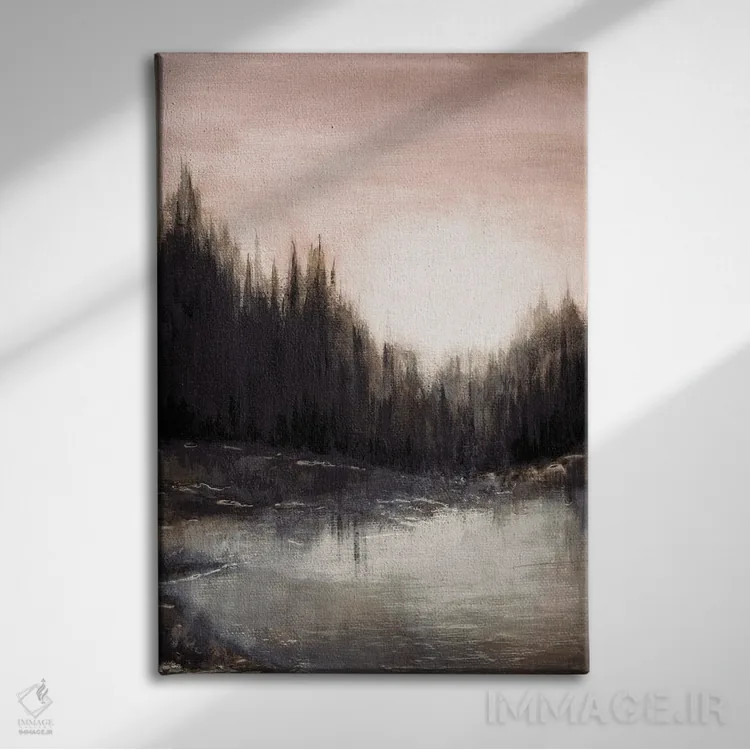 تابلو انتزاعی پژواک های جنگلی یک اثر جولیا دی سانو - نمای روبهرو روی دیوار