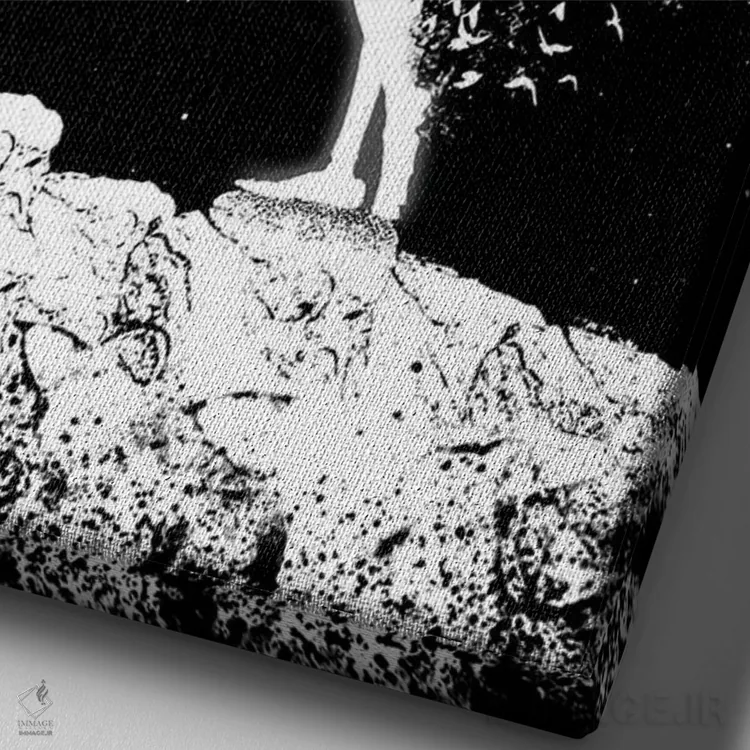 تابلو دکوراتیو منتظرم باش اثر جنید مورتیمر - نمای نزدیک بافت بوم