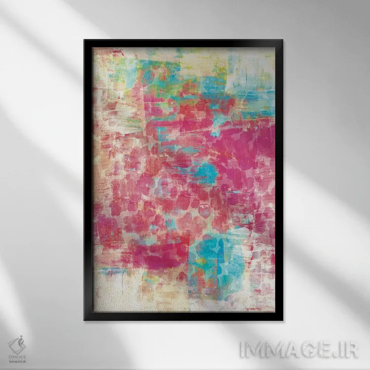 تابلو انتزاعی جنگل پاستلی ۴ اثر جولیا دی سانو - نمای قابدار مشکی