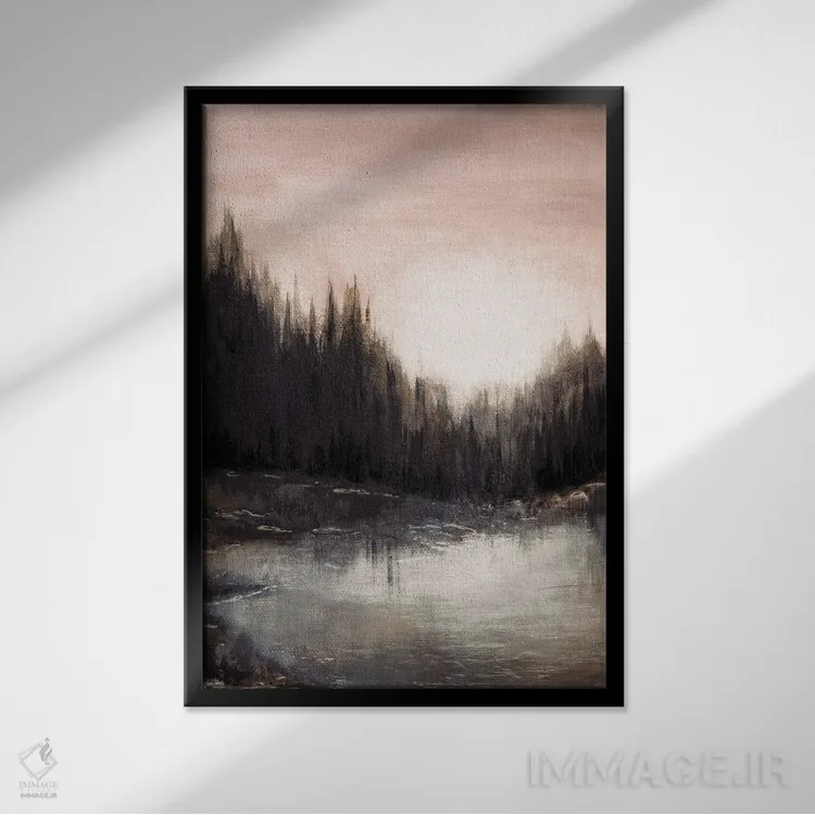 تابلو انتزاعی پژواک های جنگلی یک اثر جولیا دی سانو - نمای قابدار مشکی