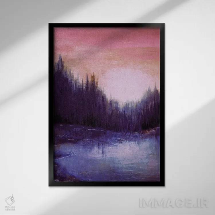 تابلو انتزاعی پژواک های جنگلی پنج اثر جولیا دی سانو - نمای قابدار مشکی