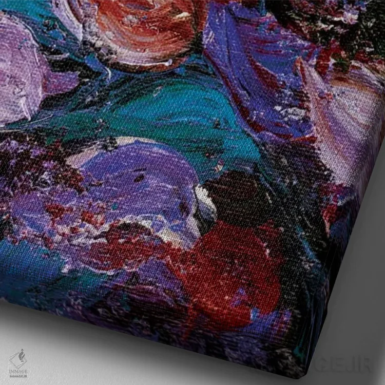 تابلو انتزاعی شکوفایی زیبا پنجم اثر جولیا دی سانو - نمای نزدیک بافت بوم