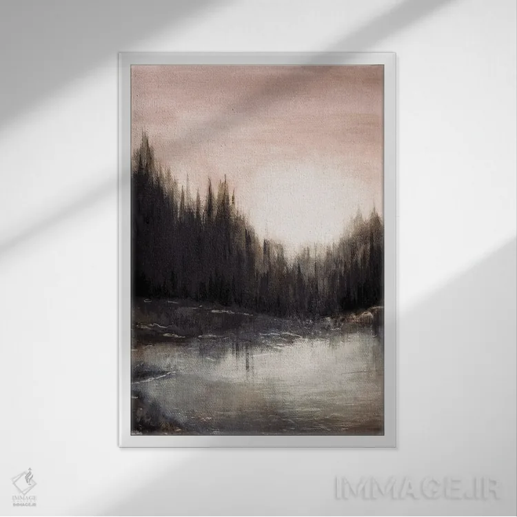 تابلو انتزاعی پژواک های جنگلی یک اثر جولیا دی سانو - نمای قابدار سفید