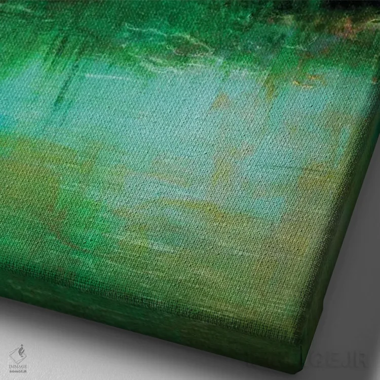 تابلو انتزاعی پژواک های جنگلی یک اثر جولیا دی سانو - نمای نزدیک بافت بوم