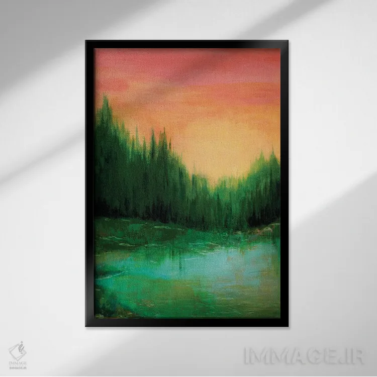 تابلو انتزاعی پژواک های جنگلی یک اثر جولیا دی سانو - نمای قابدار مشکی