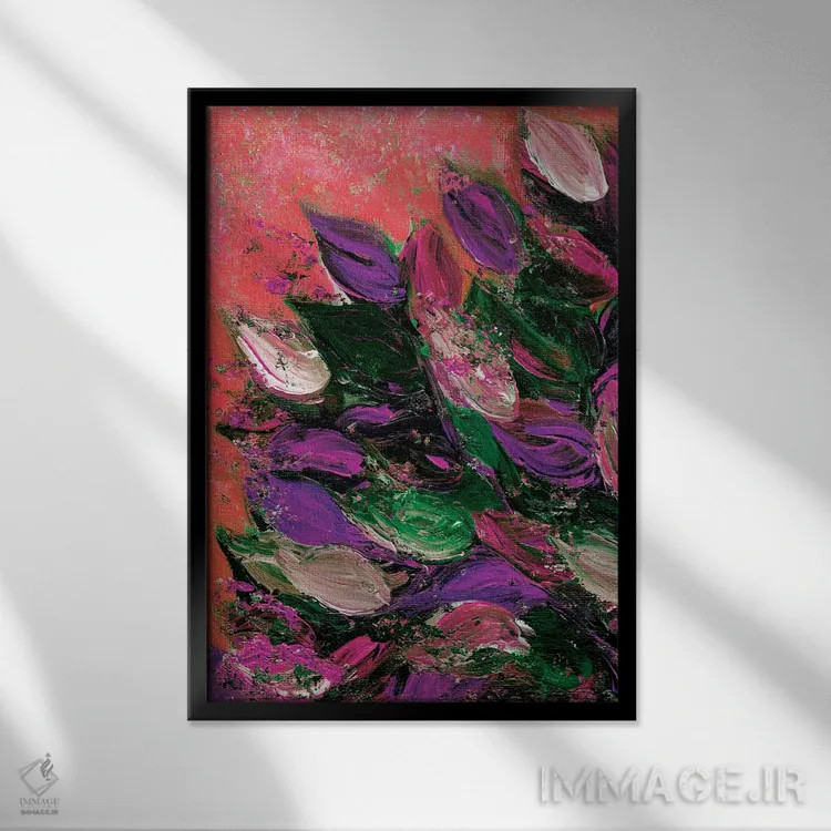 تابلو انتزاعی شکوفایی زیبا ششم اثر جولیا دی سانو - نمای قابدار مشکی