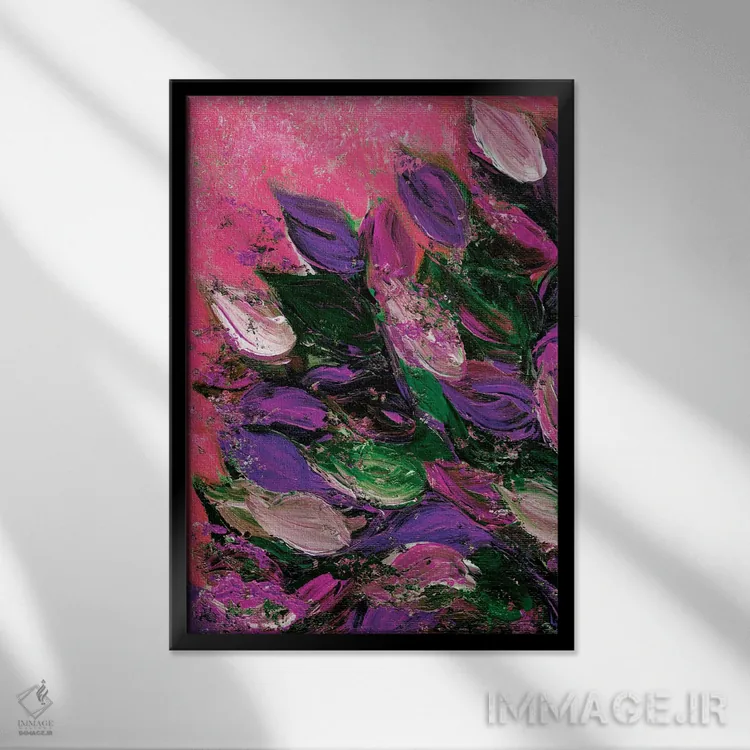 تابلو انتزاعی شکوفایی زیبا چهارم اثر جولیا دی سانو - نمای قابدار مشکی