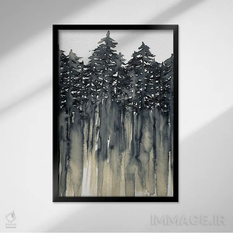 تابلو دکوراتیو جنگل میان درختان دو اثر جولیا دی سانو - نمای قابدار مشکی
