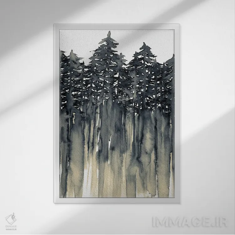 تابلو دکوراتیو جنگل میان درختان دو اثر جولیا دی سانو - نمای قابدار سفید