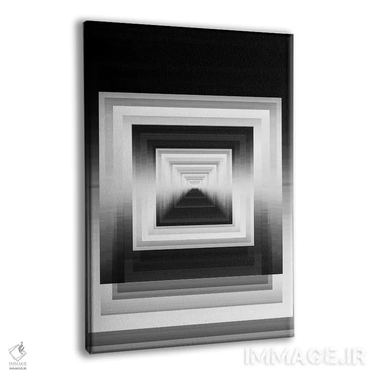 تابلو انتزاعی انعکاس های زاویه دار II سیاه و سفید خنثی اثر جولیا دی سانو - نمای پرسپکتیو محصول