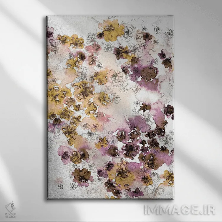 تابلو انتزاعی جریان گل های وحشی V اثر جولیا دی سانو - نمای روبهرو روی دیوار