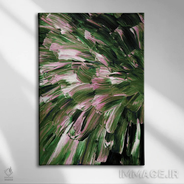 تابلو انتزاعی انفجار گیاهی VI اثر جولیا دی سانو - نمای روبهرو روی دیوار