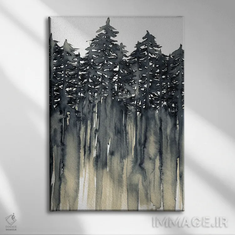 تابلو انتزاعی جنگل در میان درختان اثر جولیا دی سانو - نمای روبهرو روی دیوار