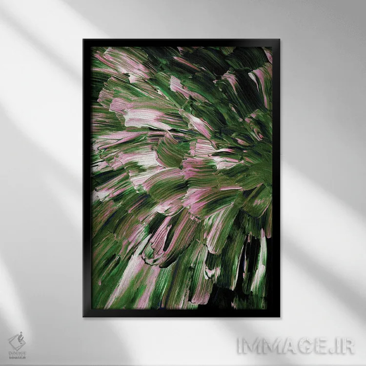تابلو انتزاعی انفجار گیاهی VI اثر جولیا دی سانو - نمای قابدار مشکی
