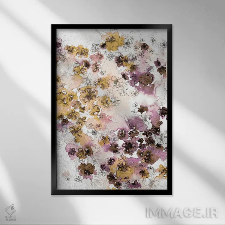 تابلو انتزاعی جریان گل های وحشی V اثر جولیا دی سانو - نمای قابدار مشکی