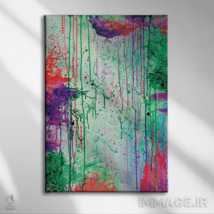 تابلو انتزاعی نوستالژی دهه ۹۰ اثر جولیا دی سانو - نمای روبهرو روی دیوار