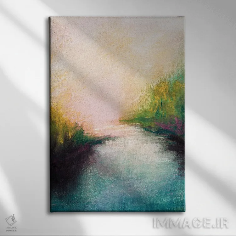 تابلو انتزاعی تالاب ها I اثر جولیا دی سانو - نمای روبهرو روی دیوار