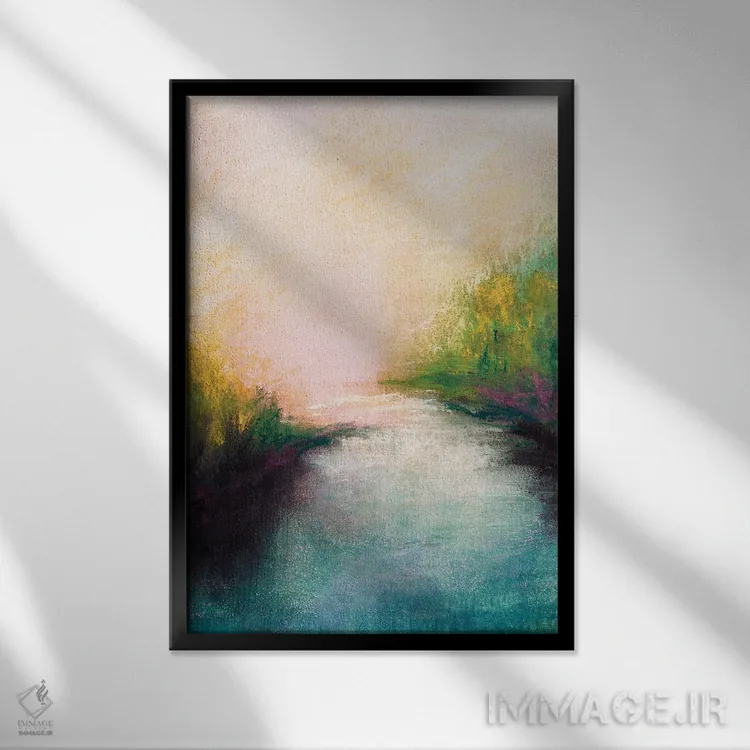 تابلو انتزاعی تالاب ها I اثر جولیا دی سانو - نمای قابدار مشکی