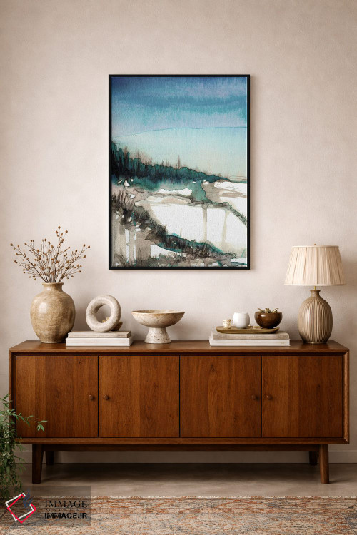 تابلو انتزاعی خط ساحلی I سبز آبی اثر جولیا دی سانو - D1B