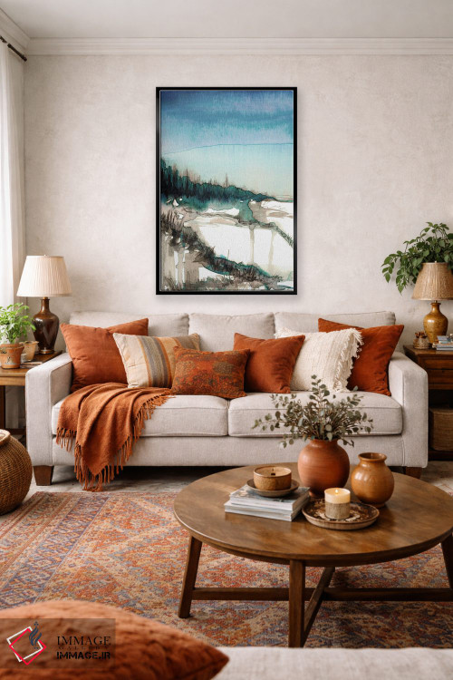 تابلو انتزاعی خط ساحلی I سبز آبی اثر جولیا دی سانو - D3B