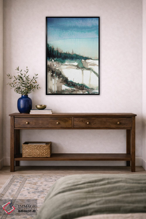 تابلو انتزاعی خط ساحلی I سبز آبی اثر جولیا دی سانو - D4B