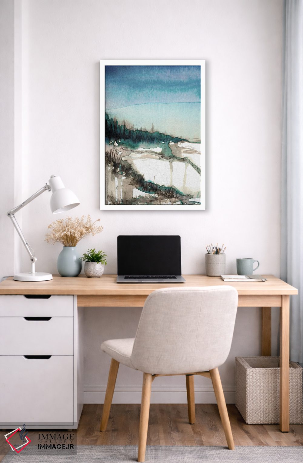 تابلو انتزاعی خط ساحلی I سبز آبی اثر جولیا دی سانو - D6W