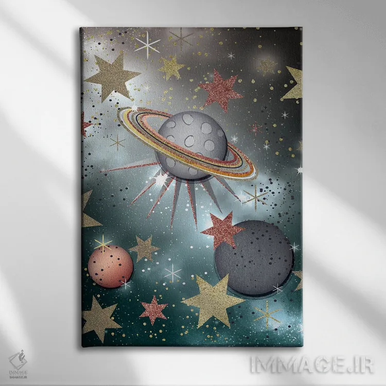 تابلو دکوراتیو سیاره های پرستاره اثر جنیفر اللوری - نمای روبهرو روی دیوار