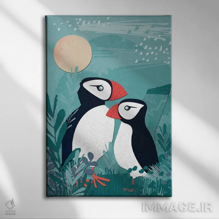 تابلو دکوراتیو کلاژ ساحلی یک اثر جنیفر اللوری - نمای روبهرو روی دیوار