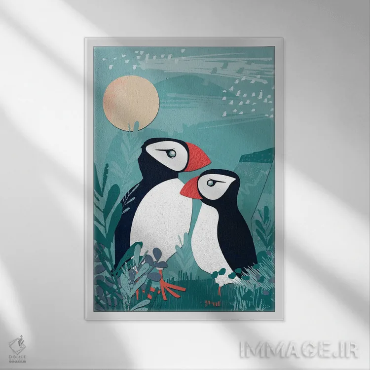 تابلو دکوراتیو کلاژ ساحلی یک اثر جنیفر اللوری - نمای قابدار سفید