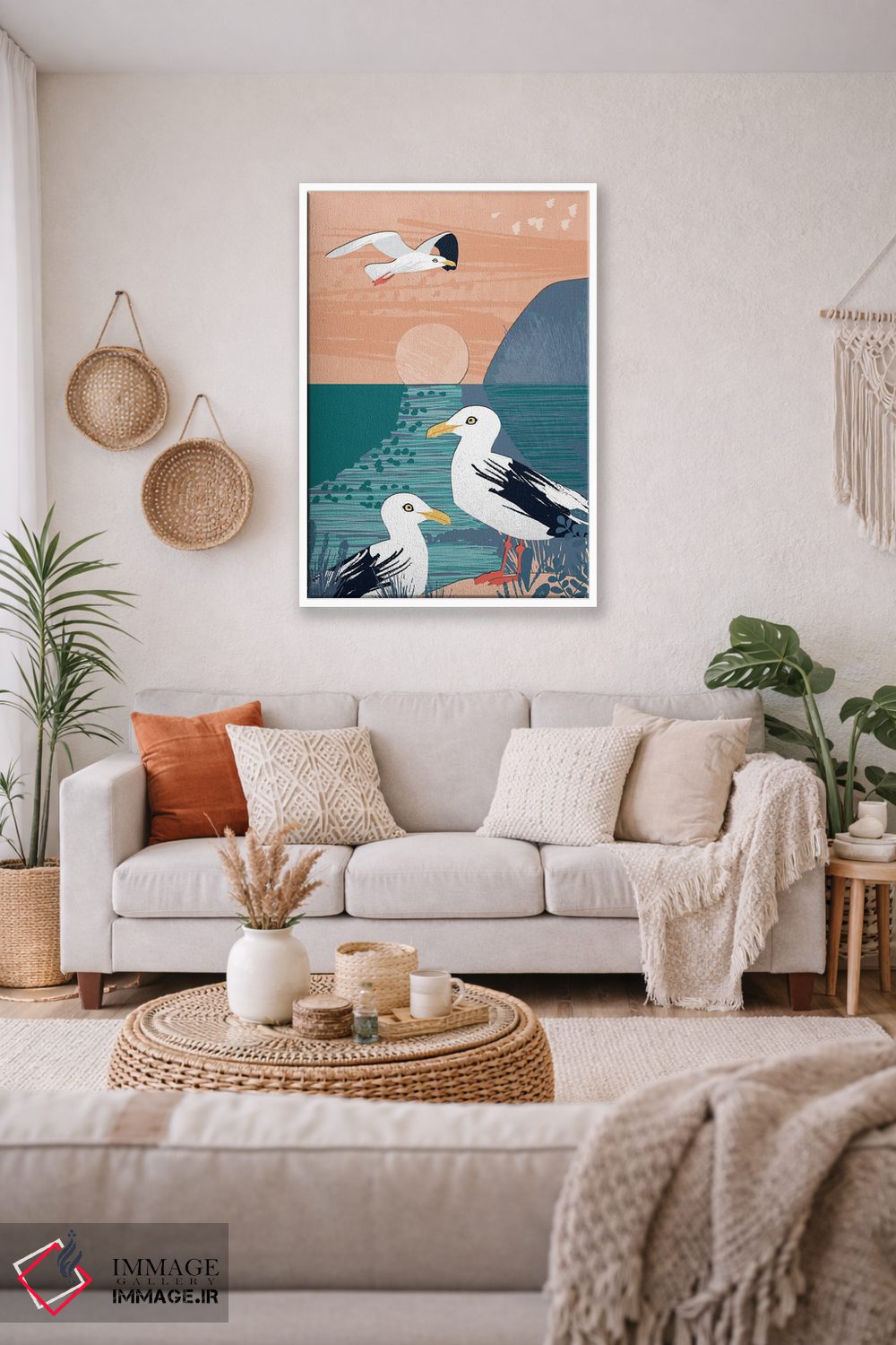 تابلو دکوراتیو کلاژ ساحلی سه اثر جنیفر اللوری - D1W