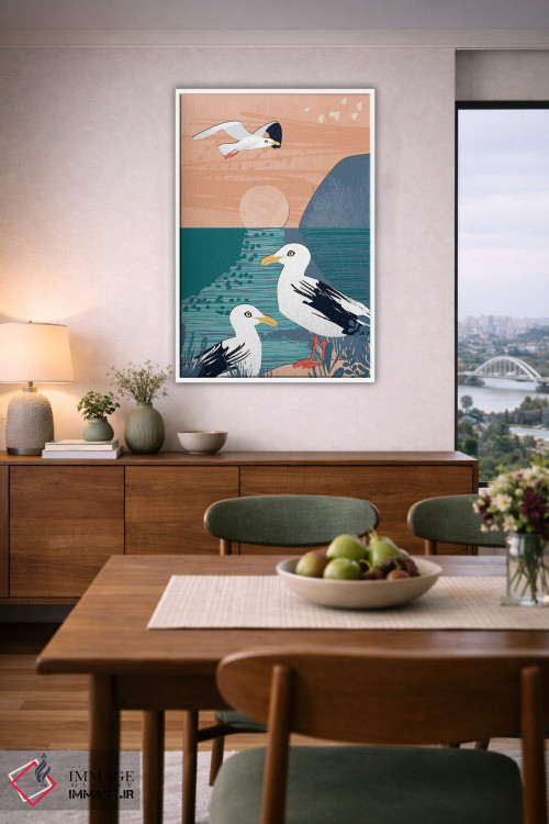 تابلو دکوراتیو کلاژ ساحلی سه اثر جنیفر اللوری - D6W