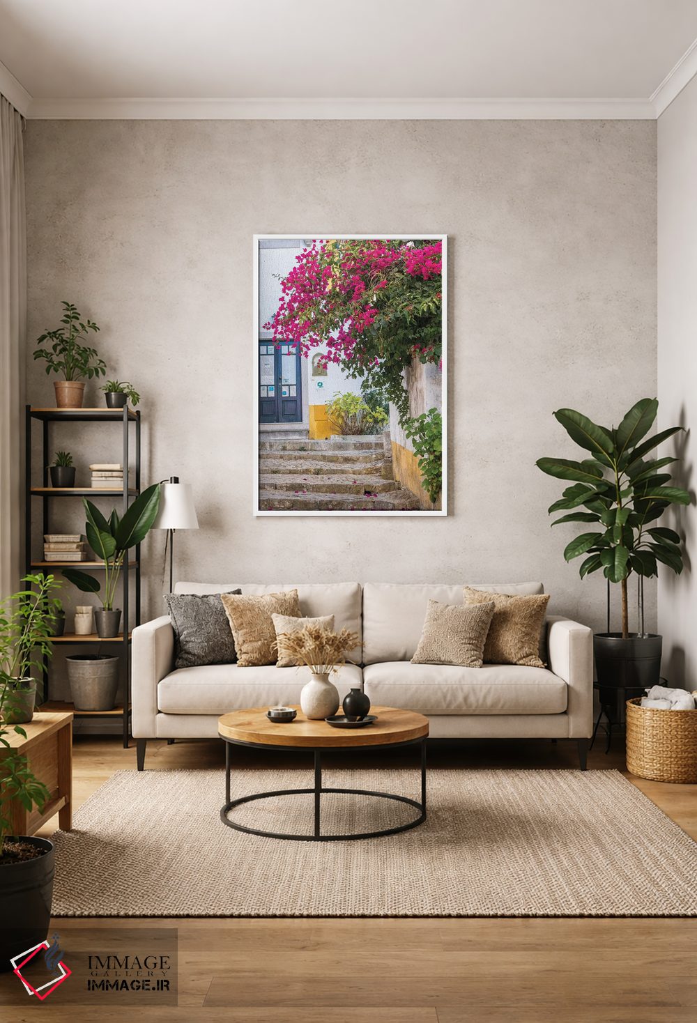 تابلو دکوراتیو Portugal, Obidos, Portugal,شکوفه های زیبای گل کاغذی در شهر یک… اثر جولی اگرز - D1W