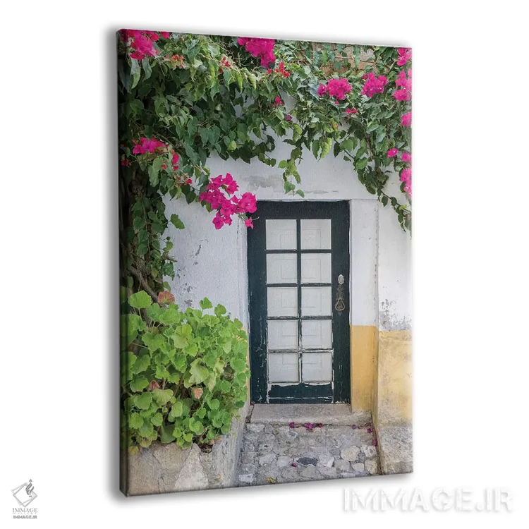 تابلو دکوراتیو Obidos, Portugal,ورودی احاطه شده با شاخه های گل کاغذی، اوبیدو… اثر جولی اگرز - نمای پرسپکتیو محصول