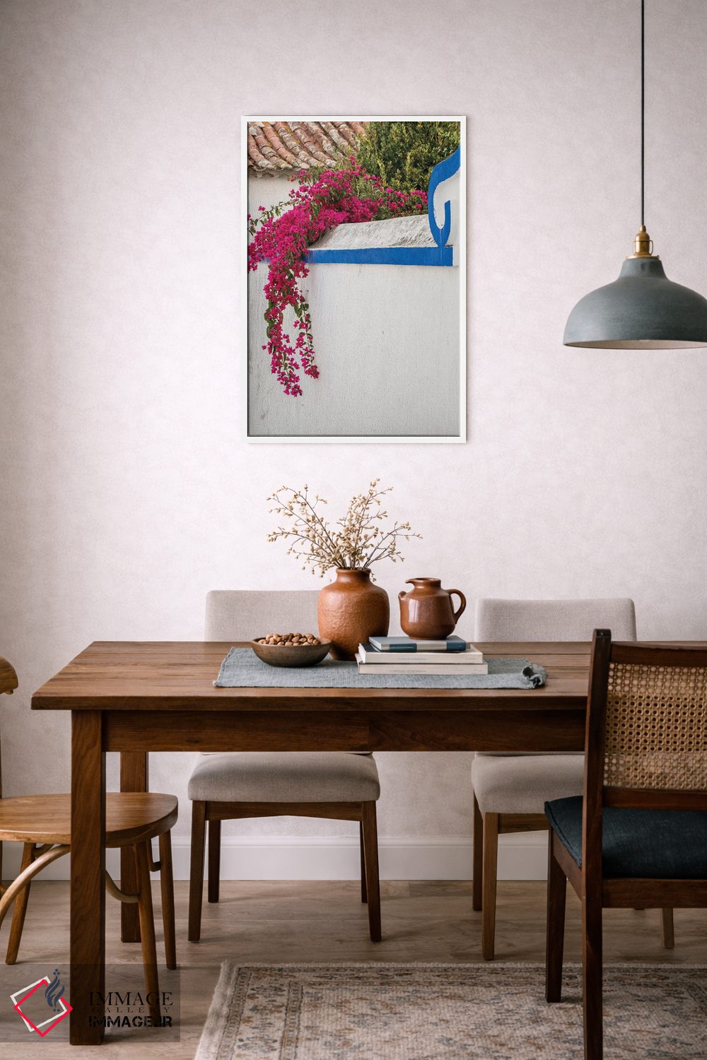 تابلو دکوراتیو Portugal, Obidos, Portugal,شکوفه های زیبای گل کاغذی در شهر چه… اثر جولی اگرز - D6W