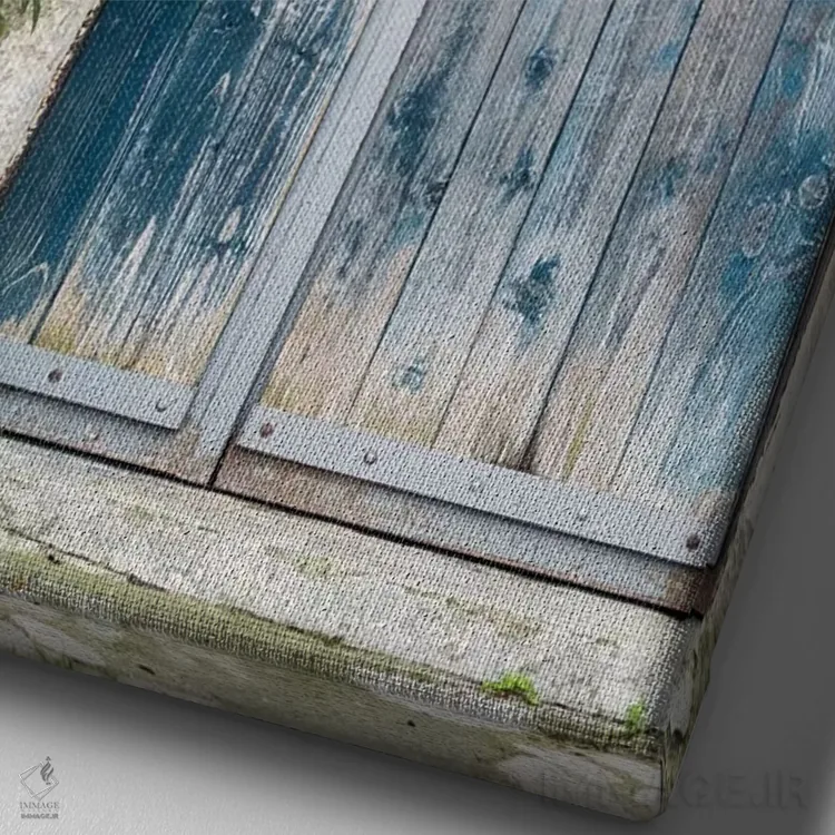 تابلو دکوراتیو در آبی بر خانه سنگی ساسی در ماترا اثر جولی اگرز - نمای نزدیک بافت بوم