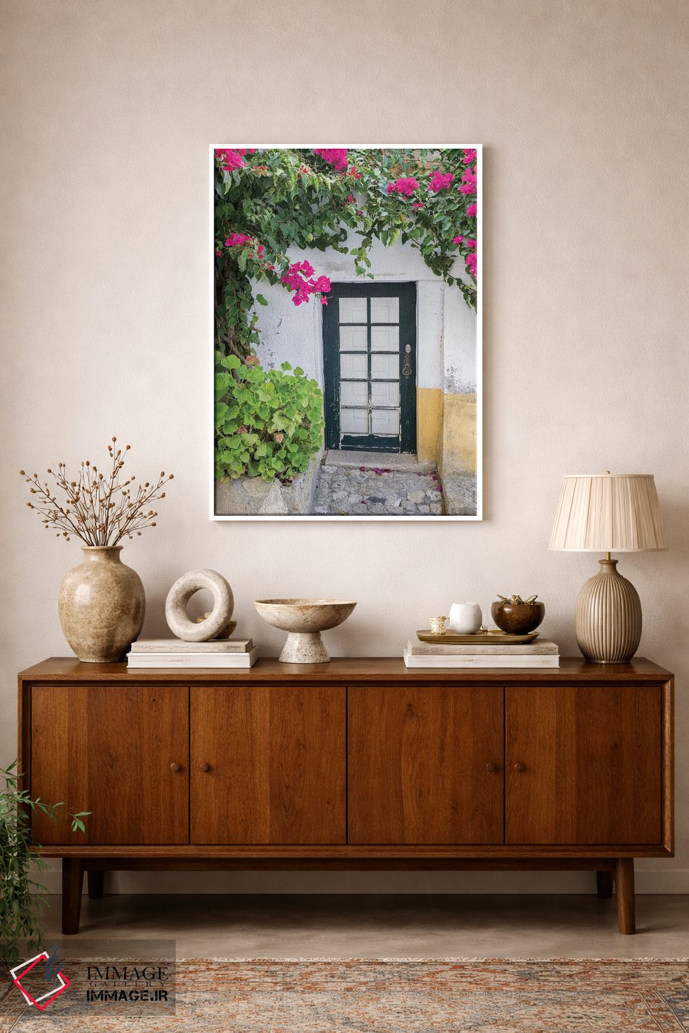 تابلو دکوراتیو Obidos, Portugal,ورودی احاطه شده با شاخه های گل کاغذی، اوبیدو… اثر جولی اگرز - D1W